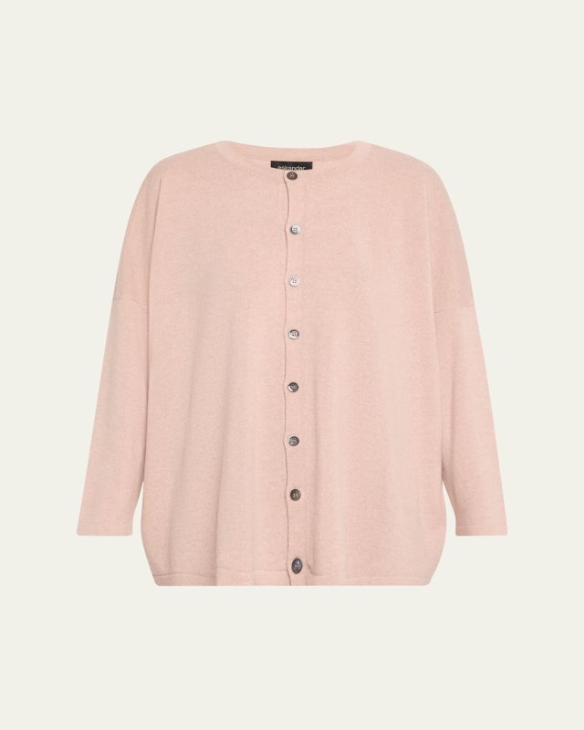 Round Neck Slim Sleeve Cardigan (Mid Plus Length)